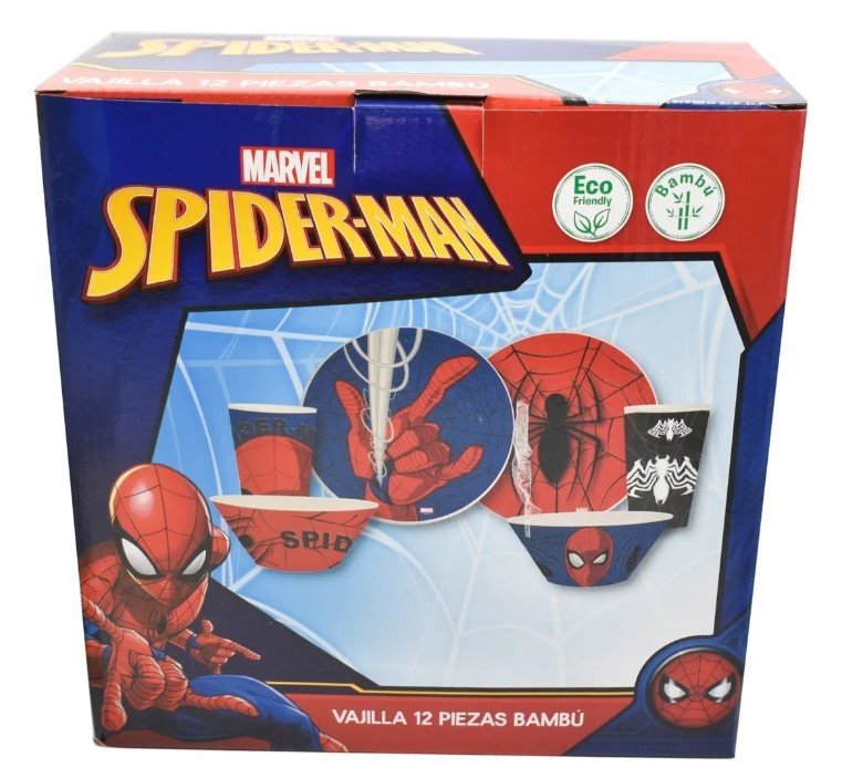 Vajilla Disney Marvel Spiderman Hombre Araña Bambú Colección