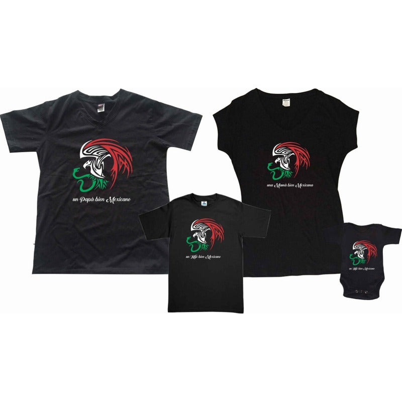 Set 4 Playeras Aguila Bien Mexicano 15 De Septiembre Evento Familia Fiesta Aguila