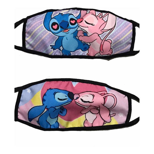 Cubrebocas Stitch & Ángel Novios Tapa Bocas Tela Lavable 1pz