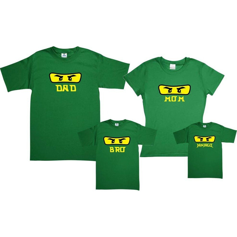 Set 4 Playeras Ninjago Familia Evento Día Del Padre Verde