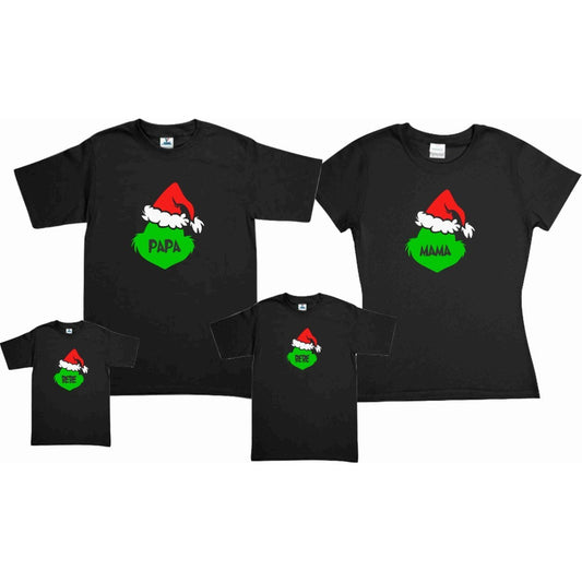 Set El Grinch 4 Playeras Navidad Familia Papa, Mama Negro