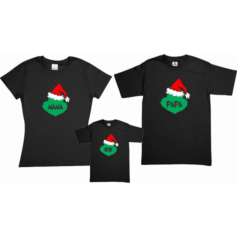 Set El Grinch 3 Playeras Navidad Familia Papa, Mama Negro