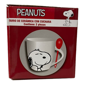 Snoopy Taza Con Cuchara Peanuts Ceramica 440ml Tarro