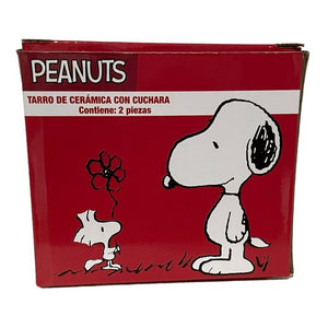 Snoopy Taza Con Cuchara Peanuts Ceramica 440ml Tarro