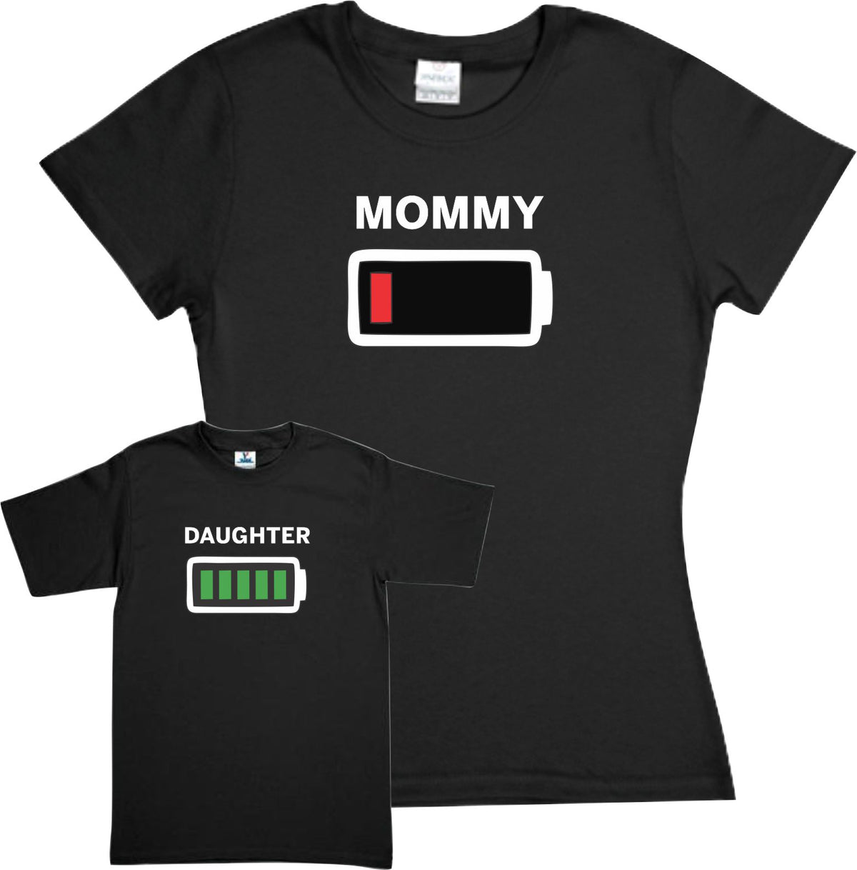 Pkt Set 2 Playeras Bateria Baja Pila Sin Energia Dia de las Madres Mamá e hijo / hija  Familia Evento Duo