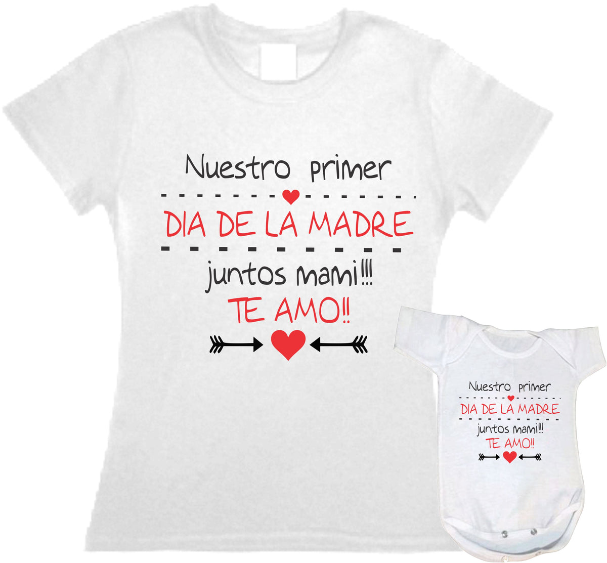 Set 2 playeras Nuestro Primer dia de las Madres juntos Duo Mamá e hijo Familia Evento Baby Shower