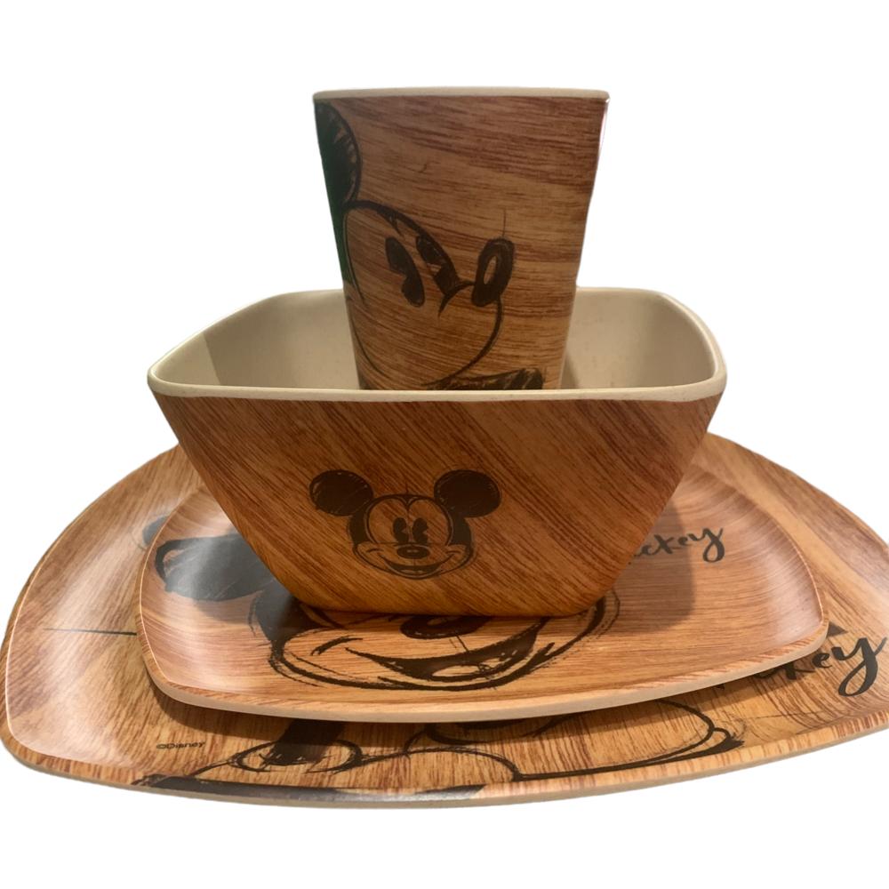 Mickey Mouse Vajilla Bambu Eco Friendly Tipo Madera Disney