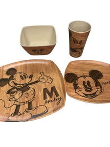 Mickey Mouse Vajilla Bambu Eco Friendly Tipo Madera Disney