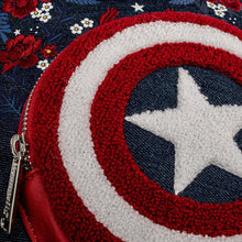 Cargar imagen en el visor de la galería, Loungefly X Marvel: Capitan America 80 Aniversario - Escudo y Flores Mini Mochila
