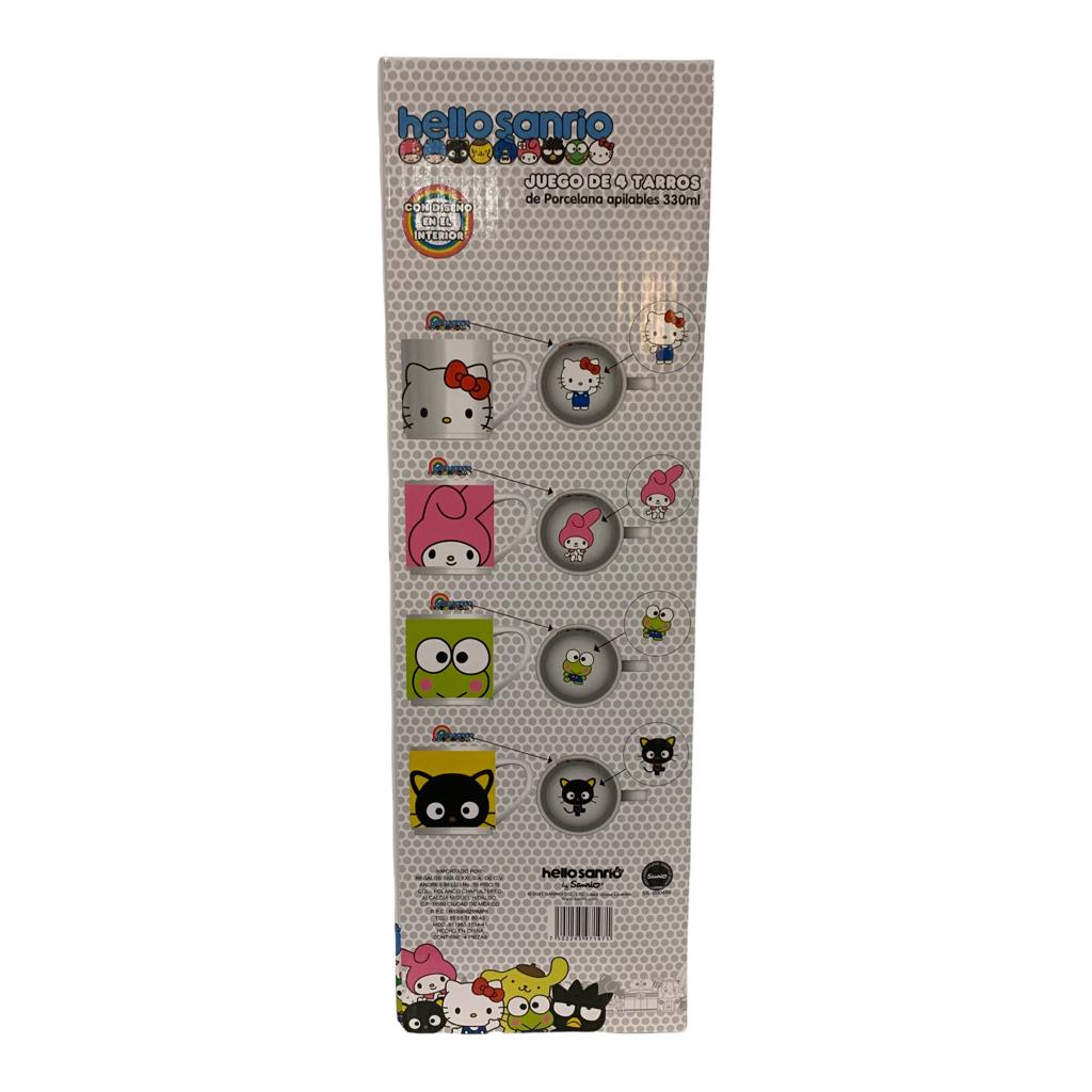 Set Hello Kitty Sanrio 4 Tarros Apilables 4 Personajes Keroppi My Melody 330 ml Tazas Ceramica
