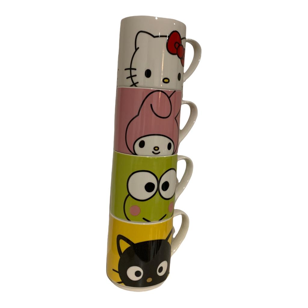 Set Hello Kitty Sanrio 4 Tarros Apilables 4 Personajes Keroppi My Melody 330 ml Tazas Ceramica