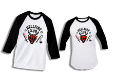Cargar imagen en el visor de la galería, Playera Hellfire Club Stranger md1 Mangas 3/4 Dama Caballero Infantil Disfraz Cosplay
