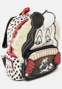 Loungefly Cruella de Vil Disney Villains Spots Bolso Mochila Mini Back Pack Bolsa