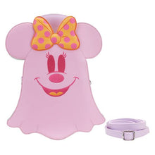 Cargar imagen en el visor de la galería, Mickey y Minnie Mouse Loungefly ghost brilla en la obscuridad Bolso crossbody Luminiscente doble vista

