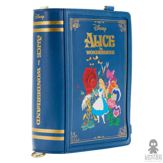 Loungefly Alicia en el País de las maravillas Crossbody / Mini Back Pack Libro convertible reversible