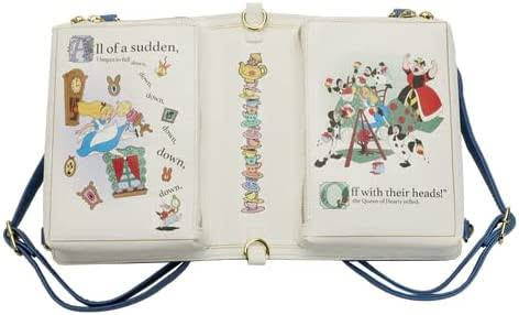 Loungefly Alicia en el País de las maravillas Crossbody / Mini Back Pack Libro convertible reversible
