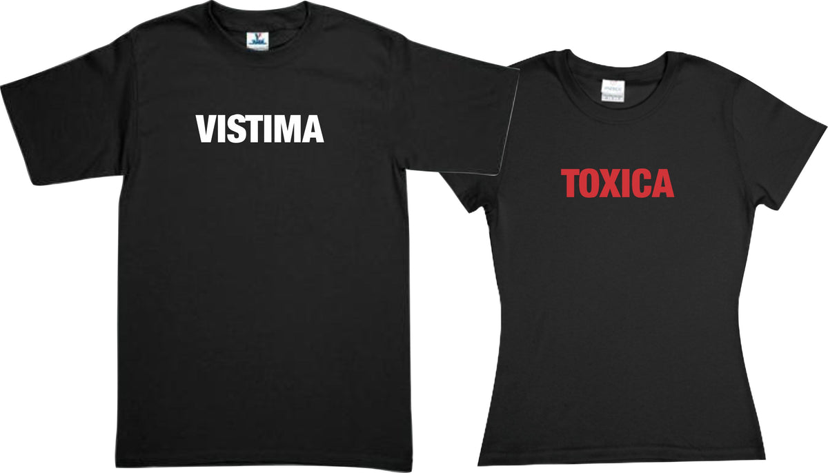 Set Vistima & Toxica 2 Playeras Pareja Novios San Valentin MD1